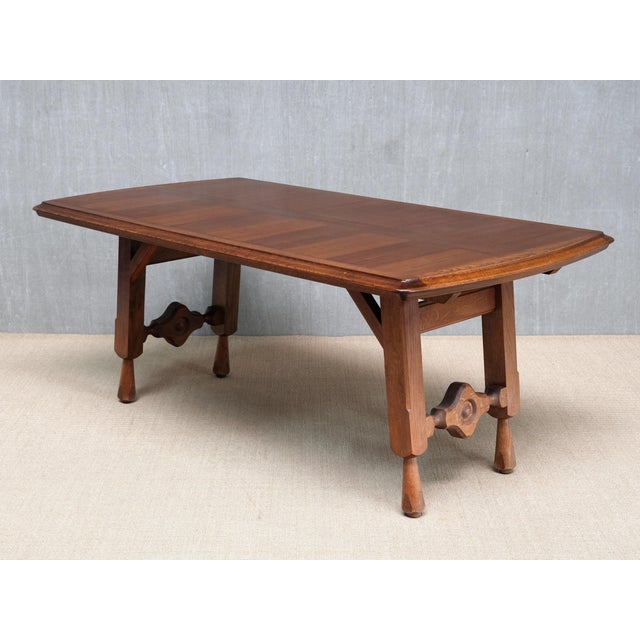 1960s Oak Parquetry Dining Table by Guillerme et Chambron for Votre Maison, France, 1960s For Sale - Image 5 of 15