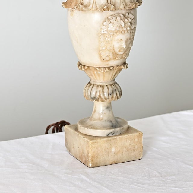 Textile 19th Century French Carved Marble Table Lamp of Bacchus For Sale - Image 7 of 10