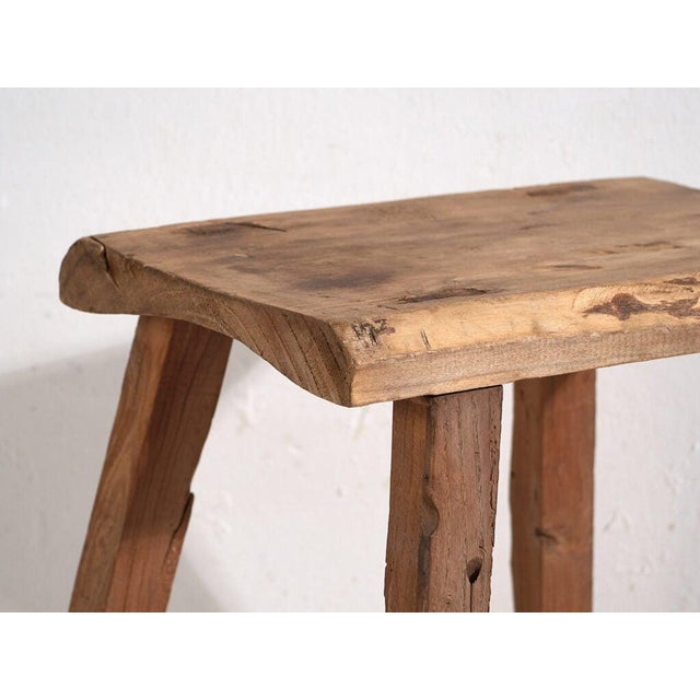Wood Antique High Stool, 1900s For Sale - Image 7 of 8