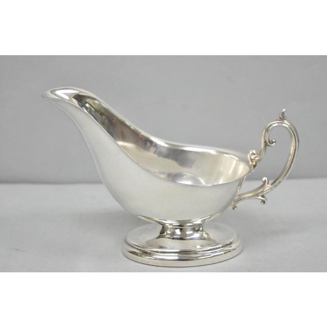 Vintage English Regency Style Silver Plated Gravy Sauce Boat With Handle For Sale - Image 9 of 10