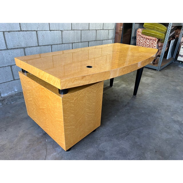 Leon Rosen for Pace Collection “Boca” Executive Desk in Birdseye Maple For Sale In Los Angeles - Image 6 of 15