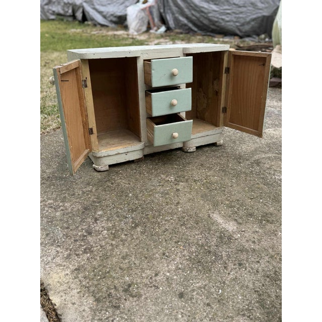 Vintage Hand-Painted Wood Cabinet For Sale - Image 3 of 7