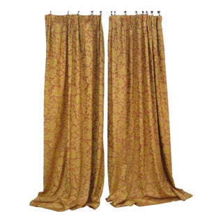 1980s Napoleon III Style Burgundy Gold Pair of Curtains For Sale