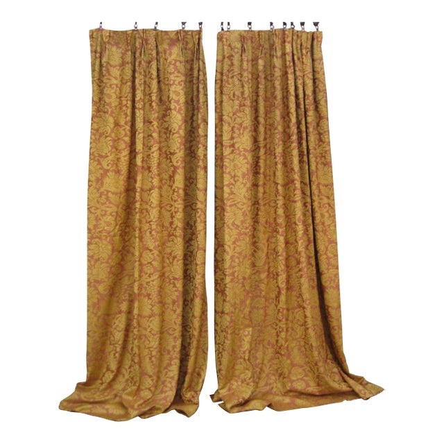 1980s Napoleon III Style Burgundy Gold Pair of Curtains For Sale