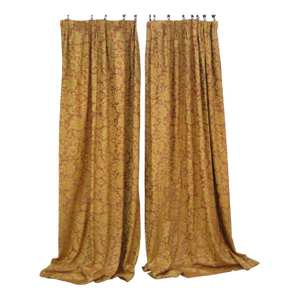 1980s Napoleon III Style Burgundy Gold Pair of Curtains