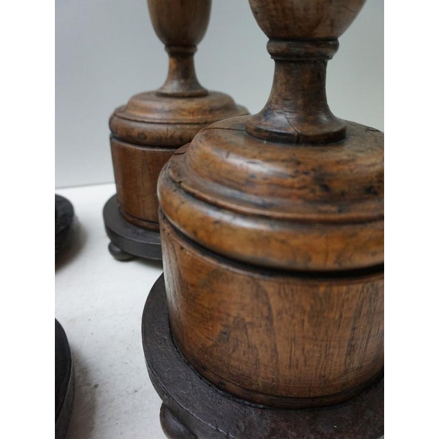 Wood Large Antique French Wooden Candlesticks, 19th Century, Set of 4 For Sale - Image 7 of 18