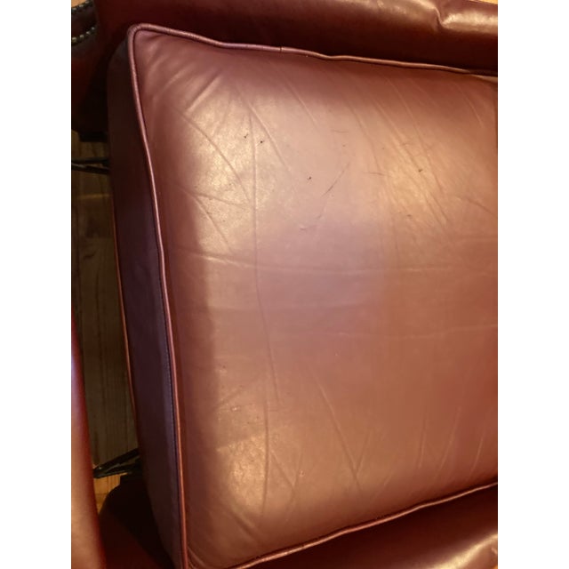 1990s Craftwork Guild Burgundy Leather Wingback Armchair With Nailhead Trim For Sale - Image 10 of 10