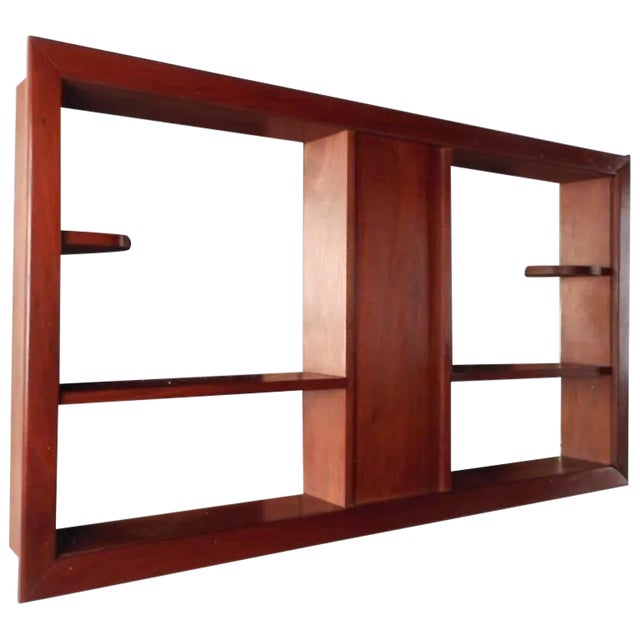 Mid-Century Modern Walnut and Mirrored Shadow Box For Sale