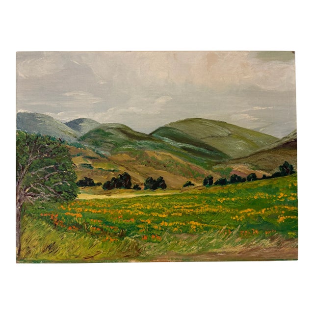 1970s Vintage Landscape Painting With Patina For Sale