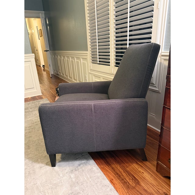 2010s West Elm Lewis Push-Back Recliner – Charcoal / Dark Grey – Excellent Condition For Sale - Image 5 of 5