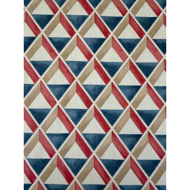 Traditional Lee Jofa X Suzanne Kasler Cannes Print Fabric / Red/Blue 6 Yards Cotton Linen Blend Fabric For Sale - Image 3 of 6
