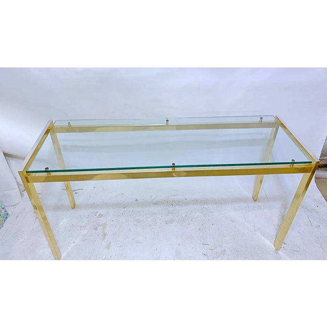 1970s 1970s Vintage Metal and Glass Console Table For Sale - Image 5 of 9