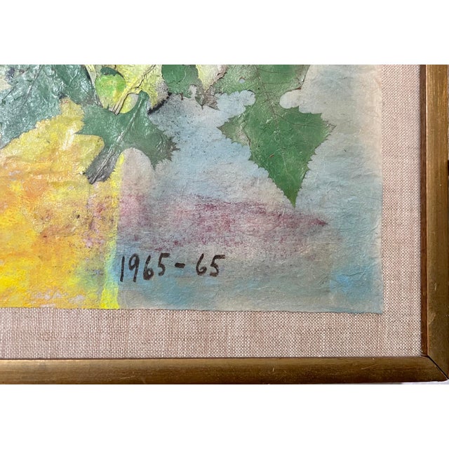 Karl Zerbe, Boston Modernist Painting Floral Foliage Collage German Expressionist Karl Zerbe, 1965 For Sale - Image 12 of 17