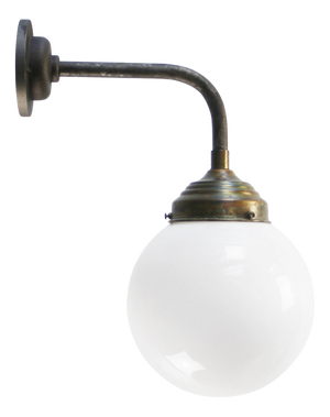 Vintage White Opaline Glass and Cast Iron Sconce