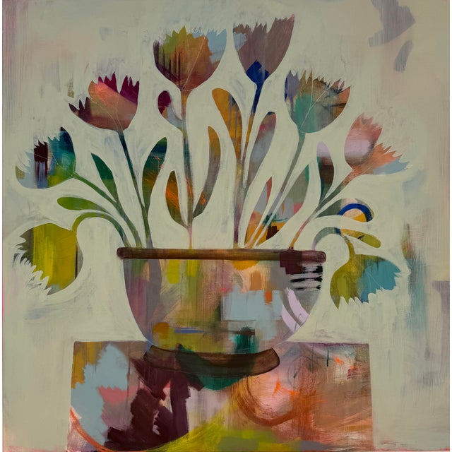 Framed Colorful Abstract Painting Titled Hothouse Flowers For Sale In Los Angeles - Image 6 of 6