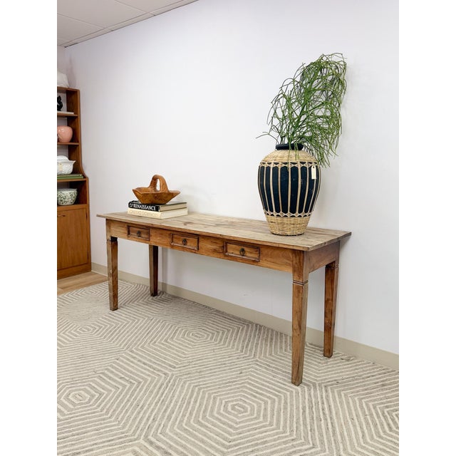 Nadeau Indonesian Solid Wood Antiqued Console Sofa/Entryway Rustic Primitive For Sale - Image 4 of 11