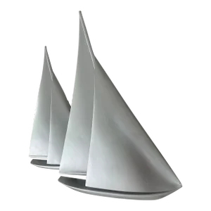 1970's Matte Silver Sailboats Wall Decor by Syroco