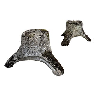 Wood-Effect Concrete Planters, 1950s, Set of 2 For Sale
