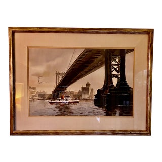 1970s Maritime Cityscape Watercolor Painting, Framed For Sale