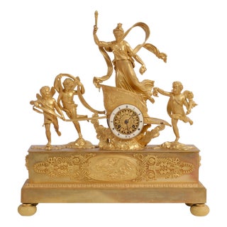 Fire-Gilt Clock from Denière Paris, France, 1800s For Sale