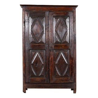Antique French Provincial Ash Diamond Point Armoire, 1770 For Sale