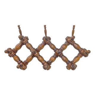 French Wall-Mounted Harmonica Coat Hat Rack, 1940s For Sale