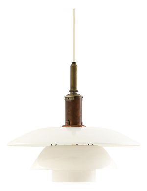 Model PH-4/4 Hanging Lamp in Opaline Glass and Metal by Poul Henningsen, 1930s