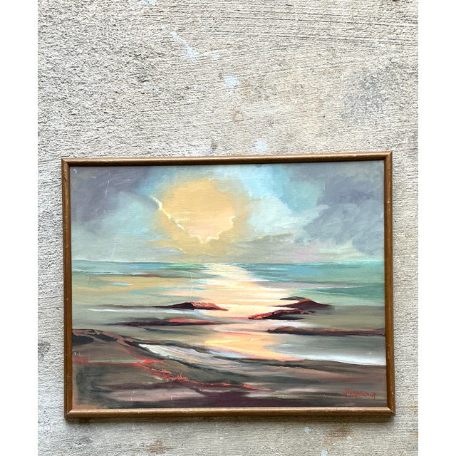Vintage Framed Seascape Oil Painting For Sale - Image 11 of 12