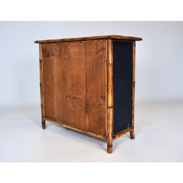 Late 19th C. English Victorian Tortoise Bamboo Console Cabinet For Sale - Image 9 of 9