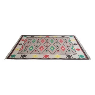 Brussels Style Geometric Kelim Rug, 1960s For Sale