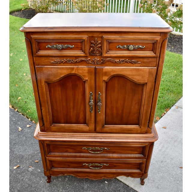Cherry Dixie Furniture Tall Chest Vintage French Provincial Cabinet Chest For Sale - Image 9 of 18