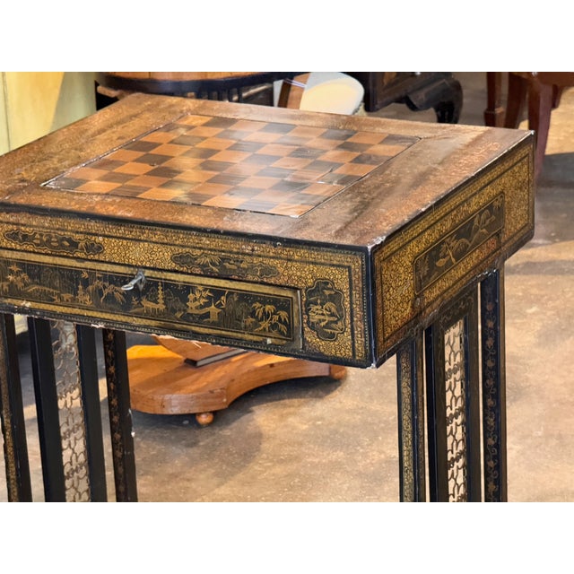 19th Century 19th Century Chinoiserie Game Table With Reversible Top For Sale - Image 5 of 17