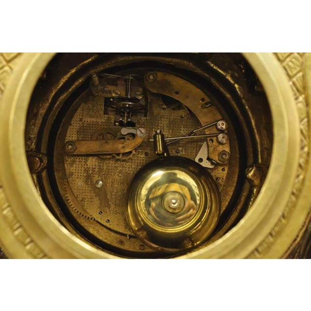 Vintage French Louis XV Style Brevetatto Italy Brass Marble Figural Cherub Clock For Sale - Image 9 of 12