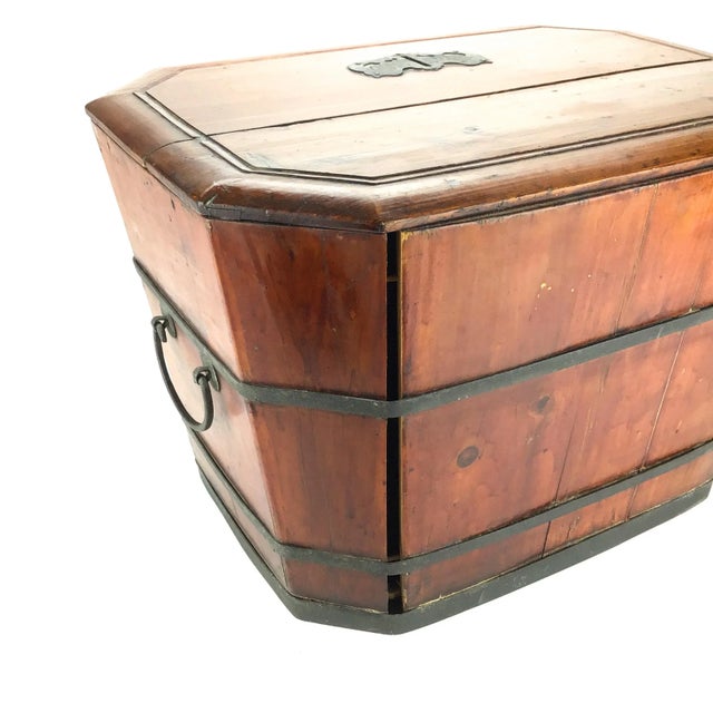 Chinese Large Wooden Antique Chinese Wedding or Money Chest Trunk For Sale - Image 3 of 12