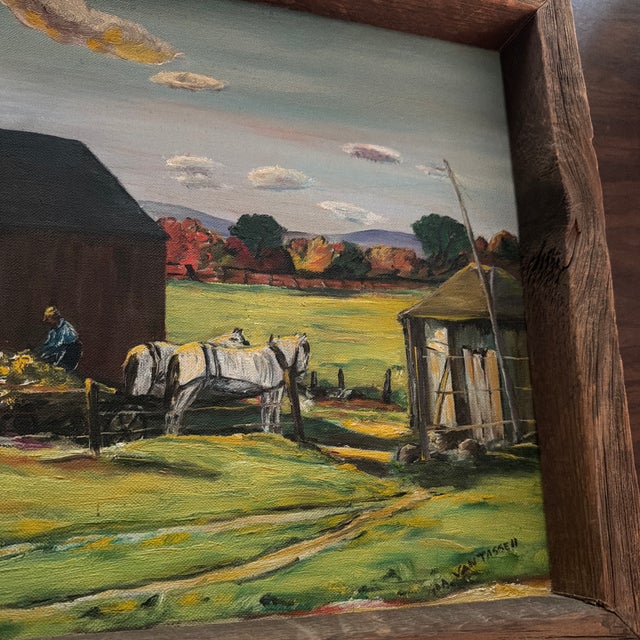 1970s Ida Van Tassell Original Farm Painting For Sale - Image 11 of 12