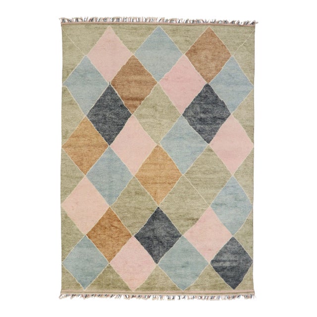 Vintage Argyle Moroccan Rug - 09'00 X 12'09 For Sale