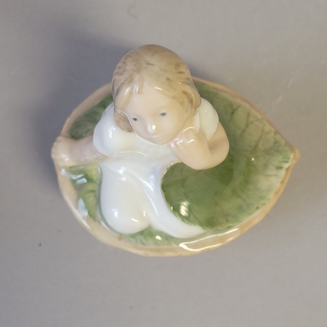 Mid 20th Century Royal Copenhagen “Thumbelina in Walnut Shell” Porcelain Figurine For Sale - Image 5 of 7