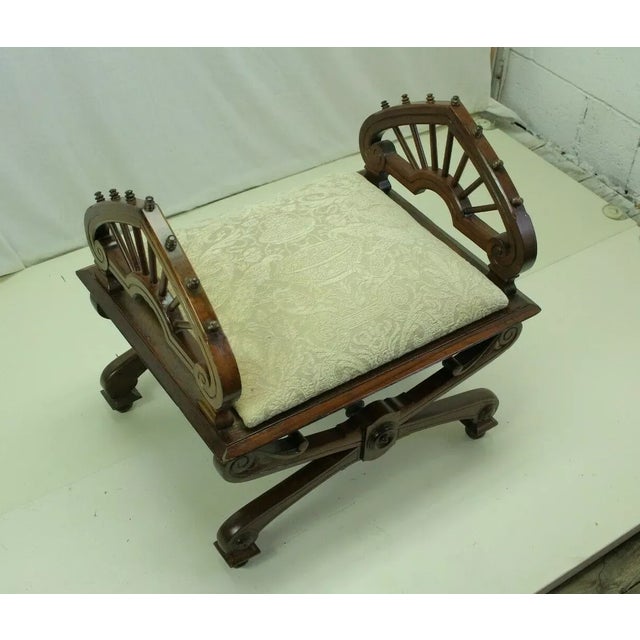 Victorian 19th Century Victorian Rosewood Vanity Bench For Sale - Image 3 of 8