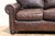 Modern Restoration Hardware Brown Leather Three-Seat Sofa | Vintage Modern Down-Filled Cushions For Sale - Image 3 of 18