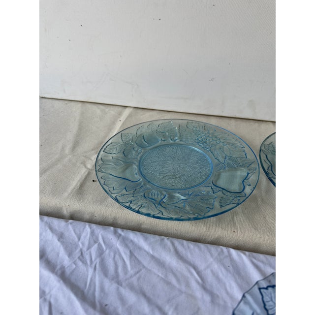Mid-Century Modern Set of 5 1970s Blue Glass Plates For Sale - Image 3 of 10