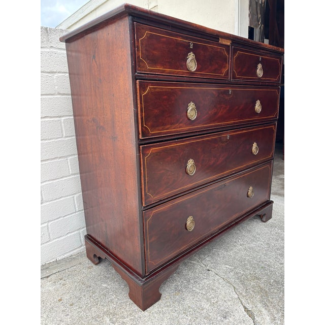 Antique 18th Century George III period mahogany chest of drawers / dresser. H: 42.5 Inches W: 45.5 inches D: 19.5 inches