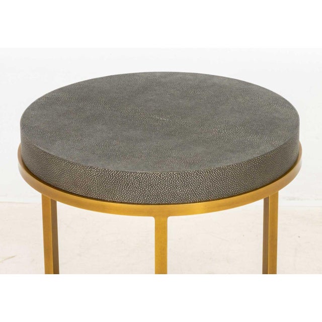 Contemporary Restoration Hardware Faux Shagreen Side Table For Sale - Image 3 of 8