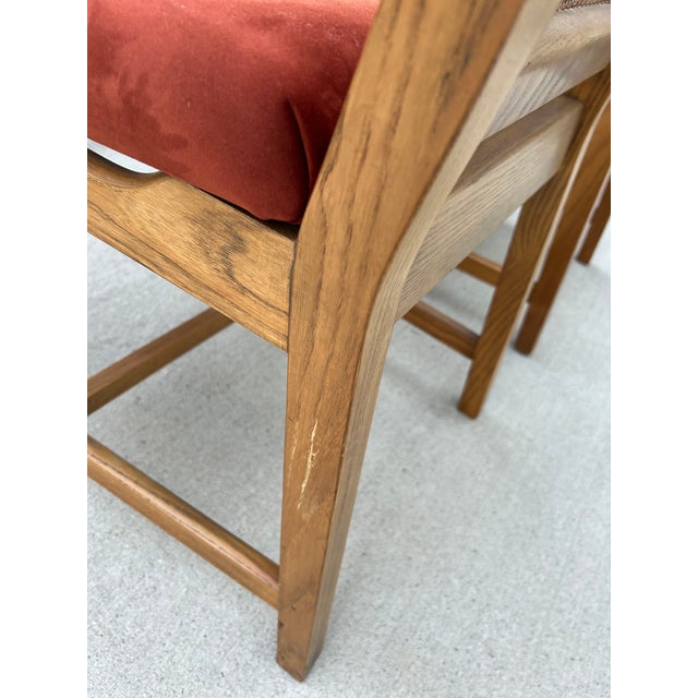 1980s Set of 4 Reupholstered Cane Back Dining Chairs by American Martinsville For Sale In Cleveland - Image 6 of 12