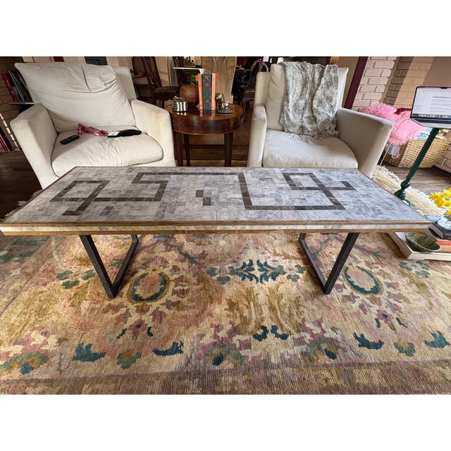White Swiss Mid-Century Modern Stone Mosaic Coffee Table, C. 1960 For Sale - Image 8 of 10