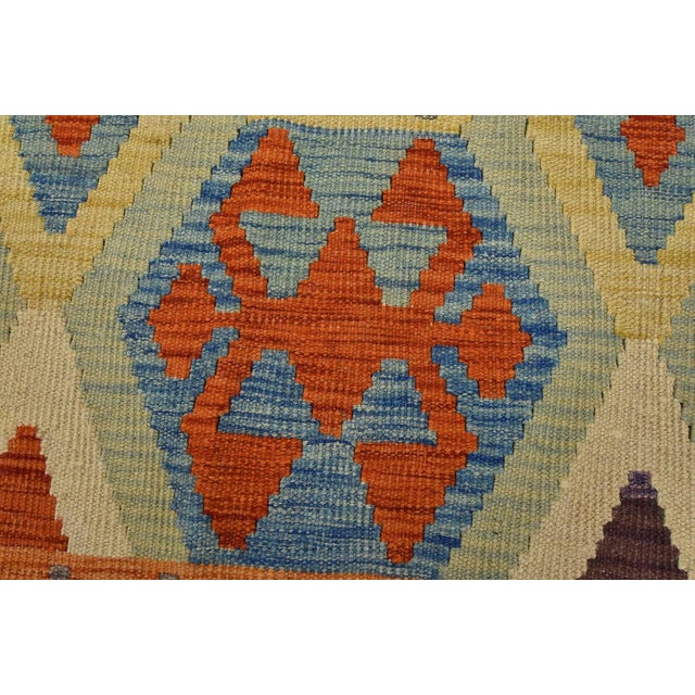 Kilim Rug 4’2” X 5’6” Multicolor Wool Tribal Handwoven Oriental Carpet For Sale - Image 4 of 12