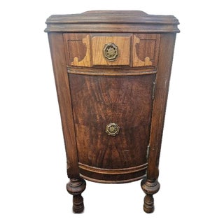 Antique Early 20th Century Burl Mahogany Bedside Table / Nightstand For Sale