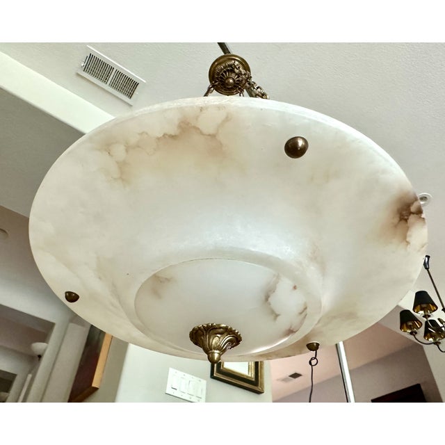 Large French Directoire Style Alabaster Chandelier Pendant Light For Sale - Image 10 of 18
