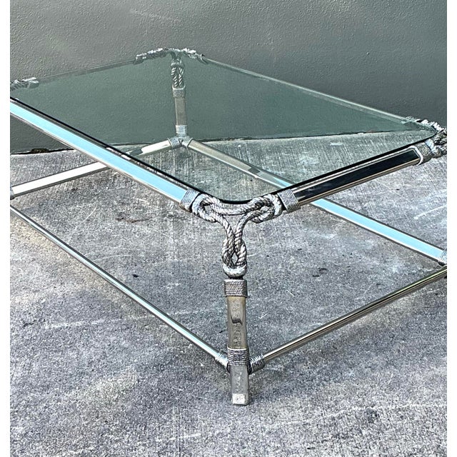 Vintage Chromed Rope and Knot Coffee Table For Sale - Image 9 of 12