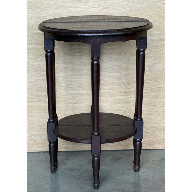 Early 20th Century Pair of Dark Wood Narrow Demilune Convertible Nightstands with Low Shelve For Sale - Image 13 of 18