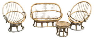 Rattan Garden Furniture, 1960s, Set of 4